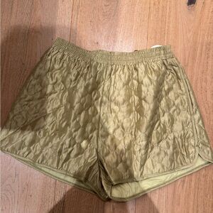 Quilted Olive Green Women's Athletic Shorts